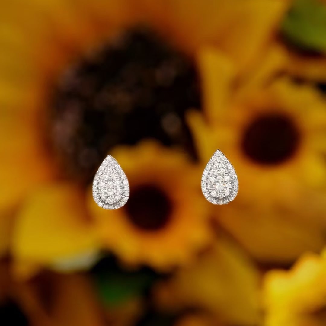 14k Gold 0.32 Ct Natural H Diamond Earrings - 5