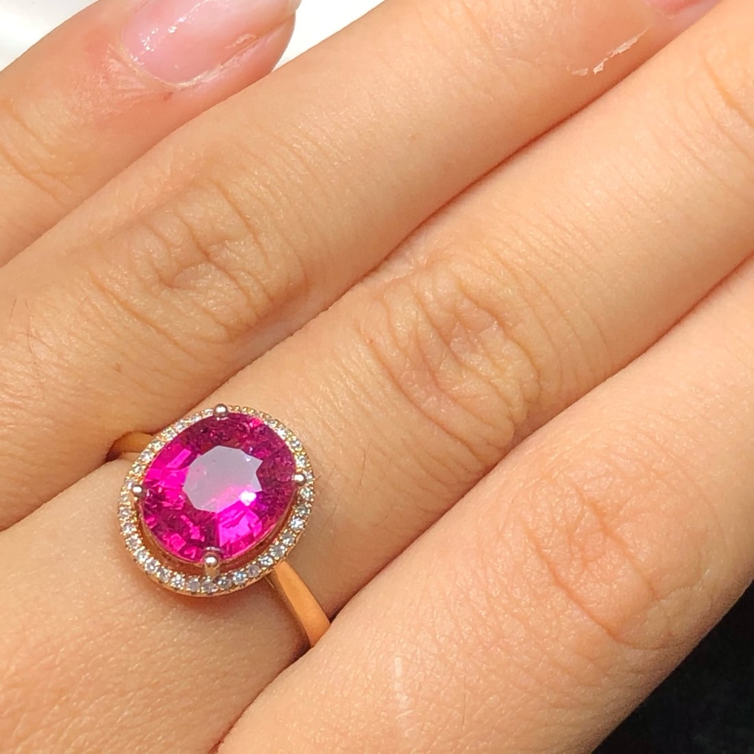 14k Gold 2.96 Ct Natural Tourmaline & Diamond Ring - 3