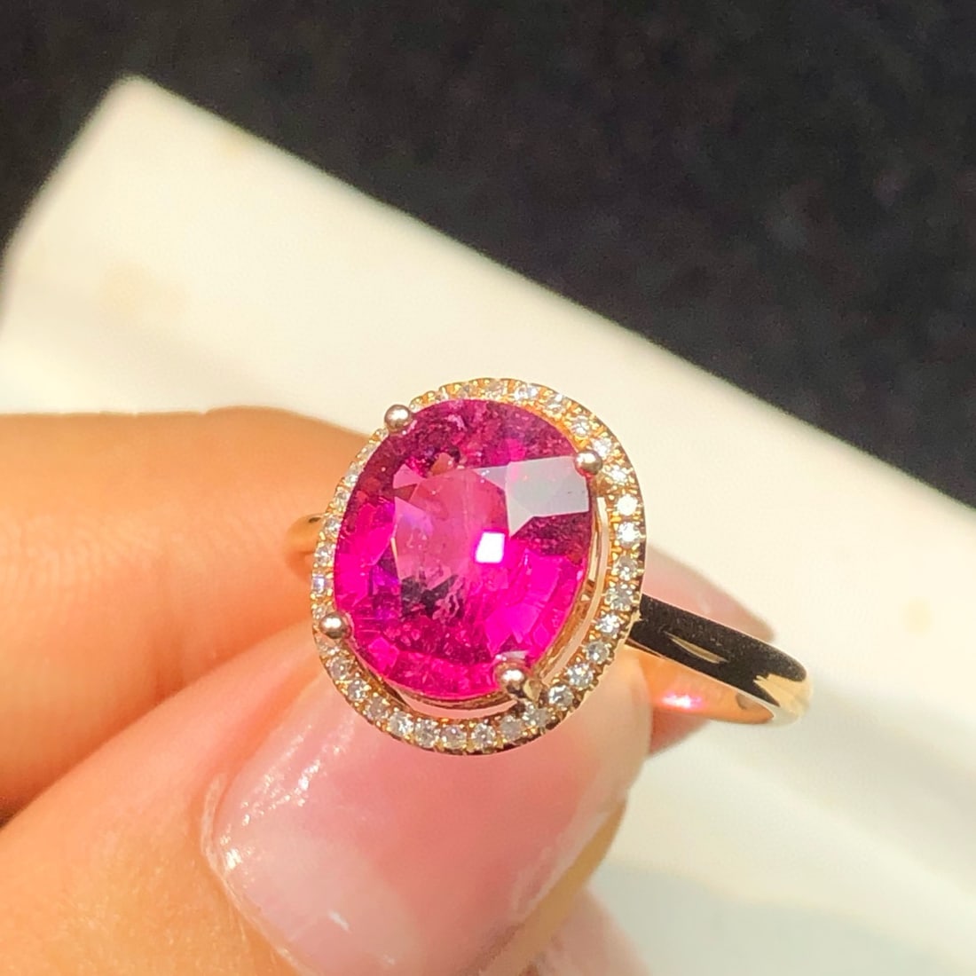 14k Gold 2.96 Ct Natural Tourmaline & Diamond Ring - 6