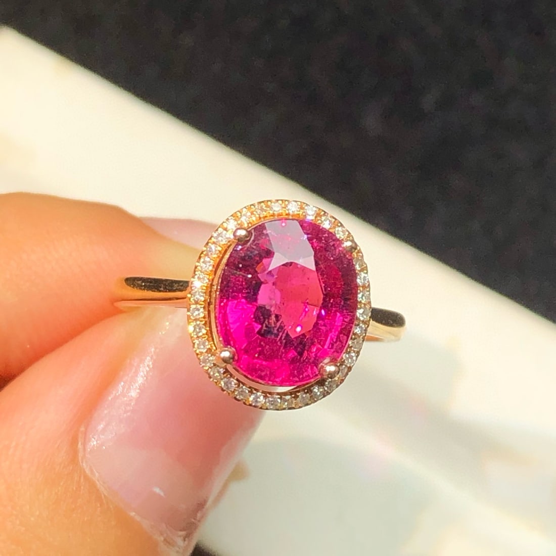 14k Gold 2.96 Ct Natural Tourmaline & Diamond Ring - 7