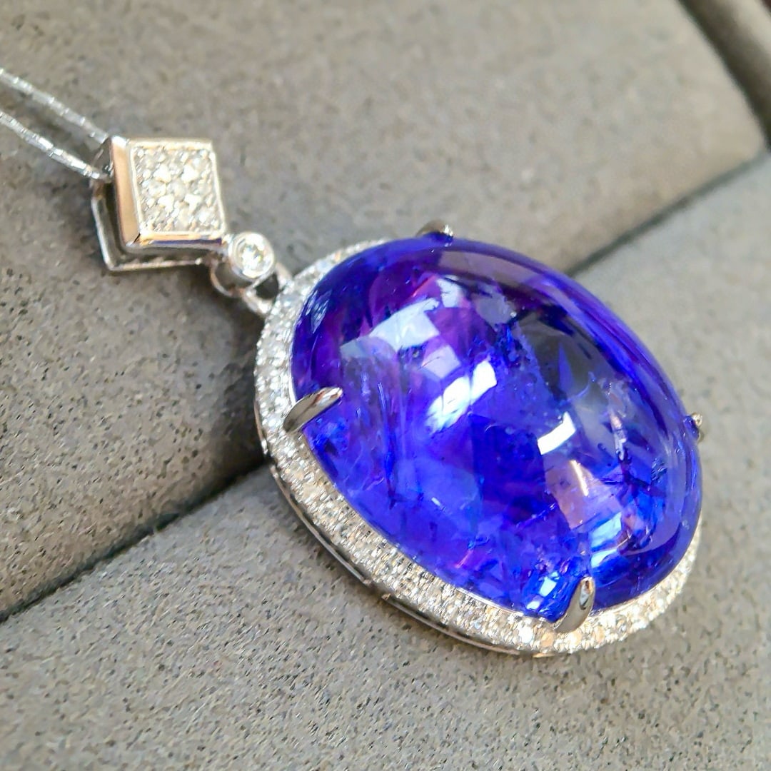 14k Gold 17.47 Ctw Natural Tanzanite & Diamond Pendant( Without Chain ) - 5