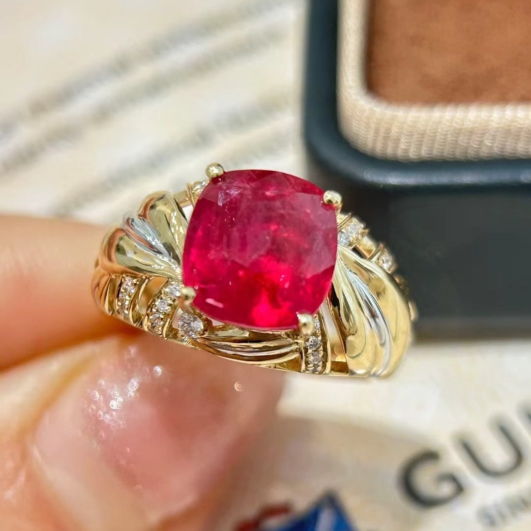 14k Gold 5.23 Ctw Natural Spinel & Diamond Ring - 4