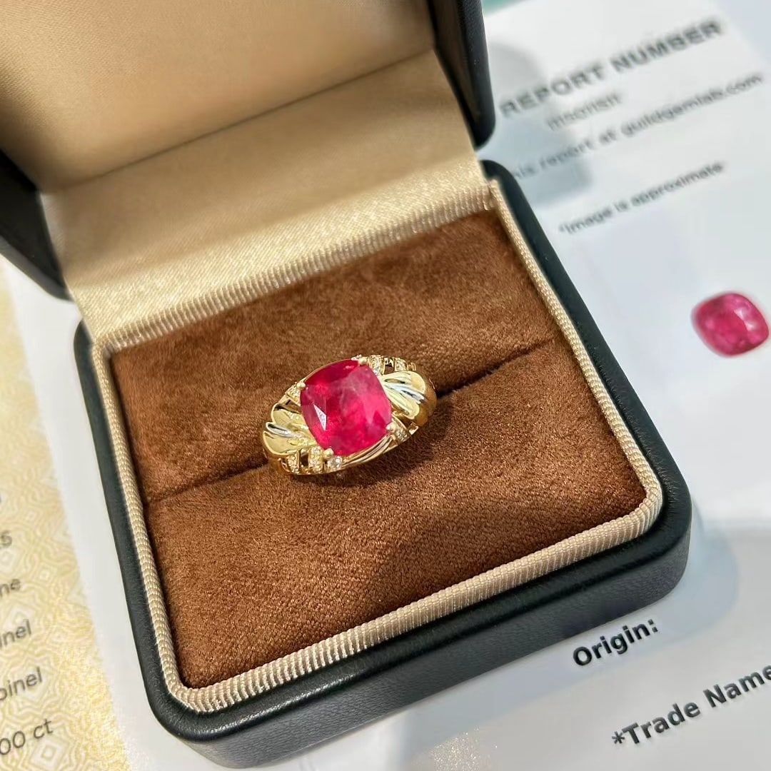 14k Gold 5.23 Ctw Natural Spinel & Diamond Ring - 6