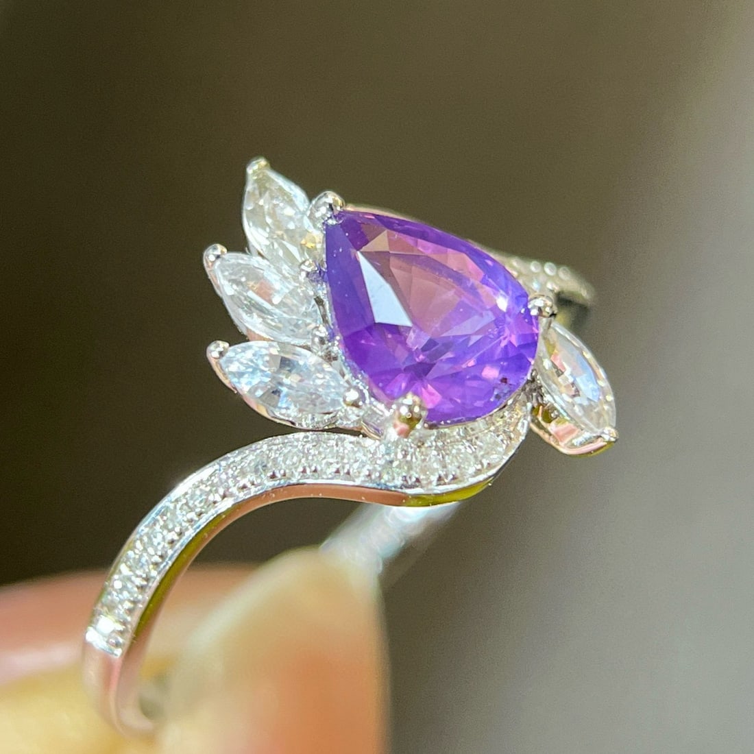 14k Gold 1.13 Ct Natural Sapphire & Diamond & Sapphire Ring - 3