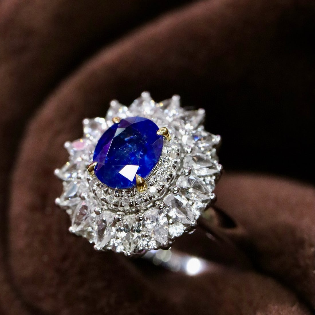 14k Gold 1.40 Ctw Natural Sapphire & Diamond Ring - 3