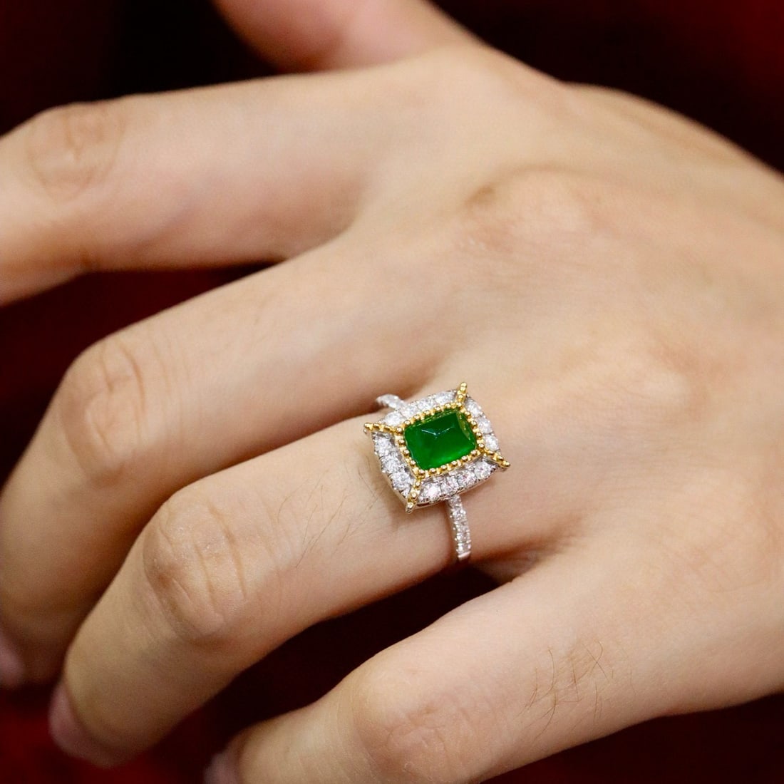 14k Gold 1.14 Ctw Vivid Green Natural Emerald & Diamond Ring - 6