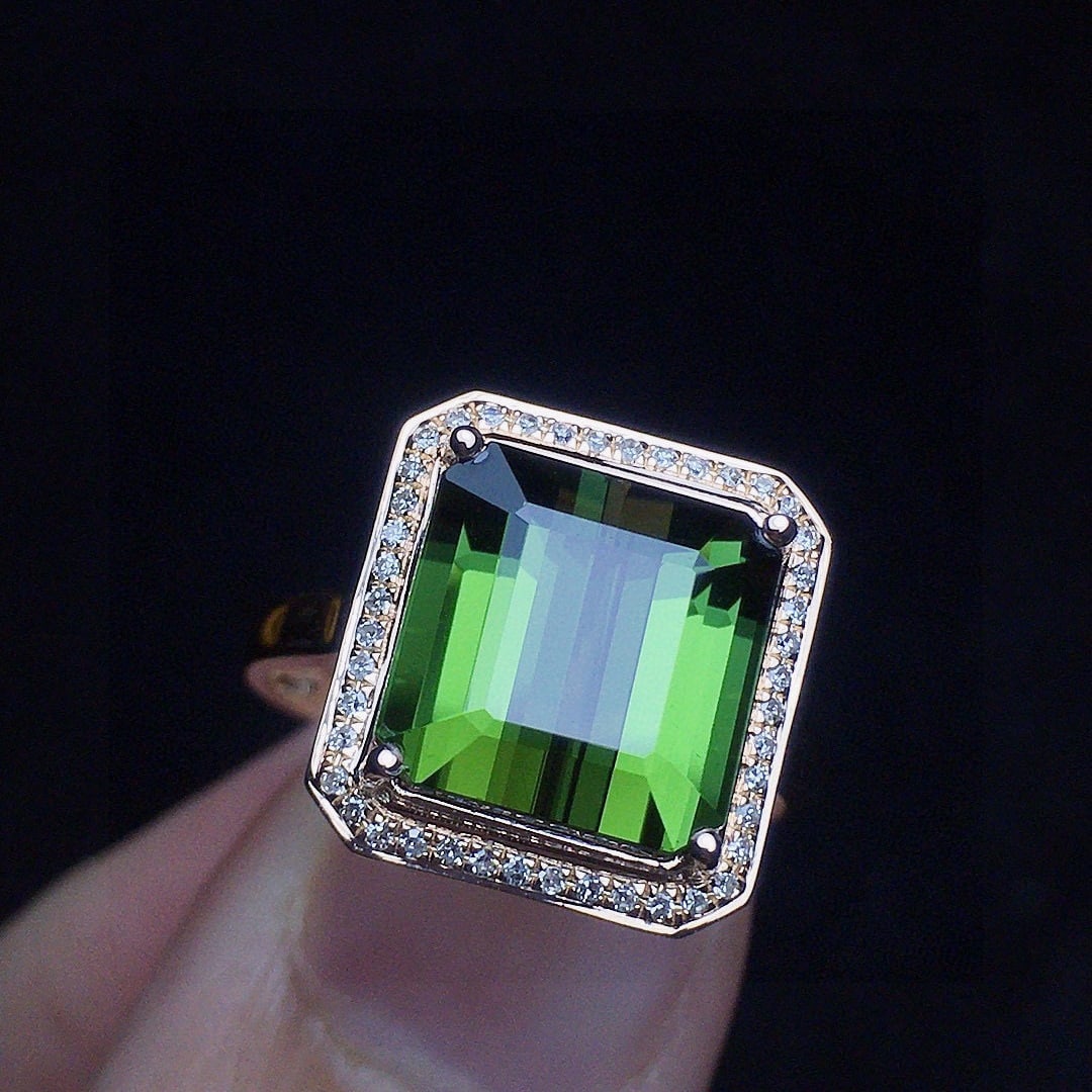 14k Gold 5.42 Ct Natural Tourmaline & Diamond Ring - 3
