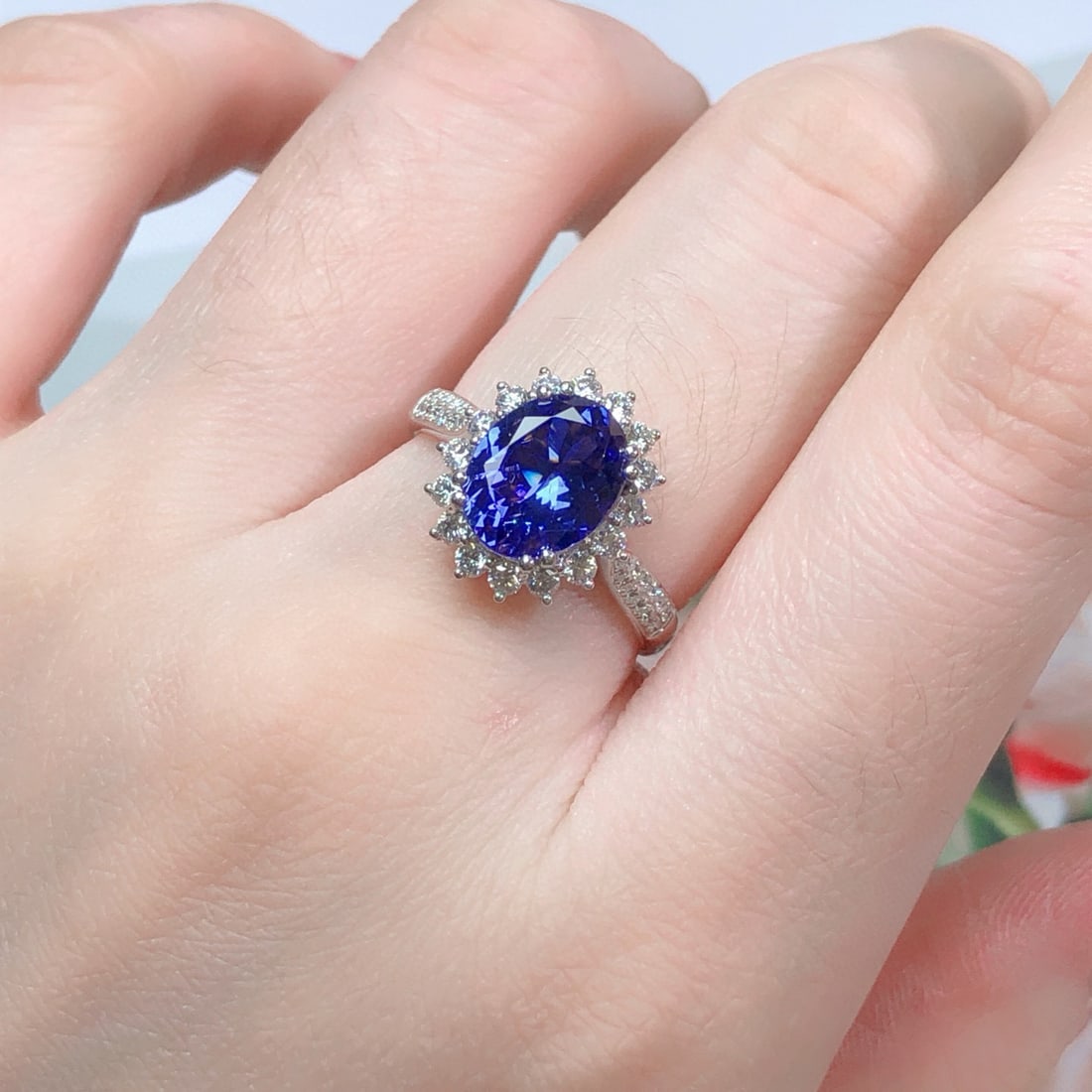 14k Gold 2.85 Ctw Natural Tanzanite & Diamond Ring - 8