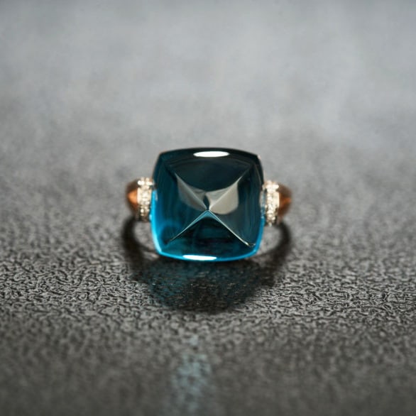 14k Gold 15.2 Ct Natural Topaz & Diamond Ring - 2