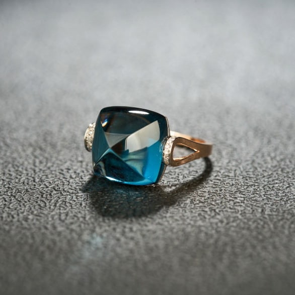 14k Gold 15.2 Ct Natural Topaz & Diamond Ring - 4