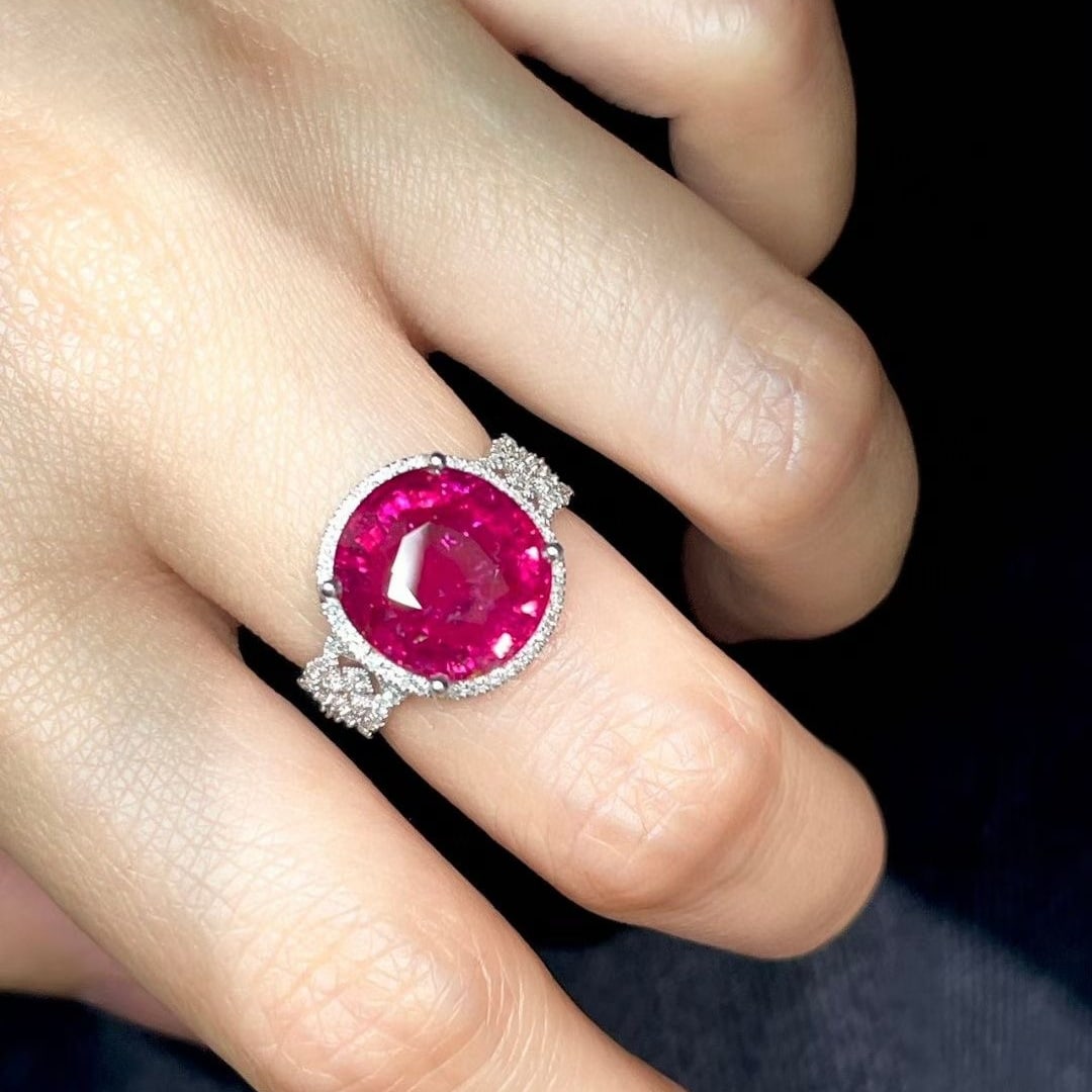 14k Gold 6.2 Ct Natural Tourmaline & Diamond Ring - 4