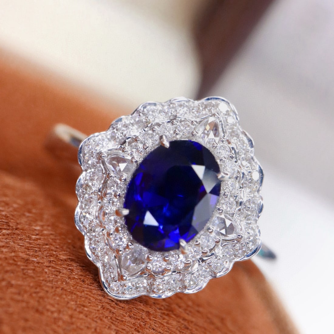 14k Gold 1.35 Ctw Natural Sapphire & Diamond Ring - 5