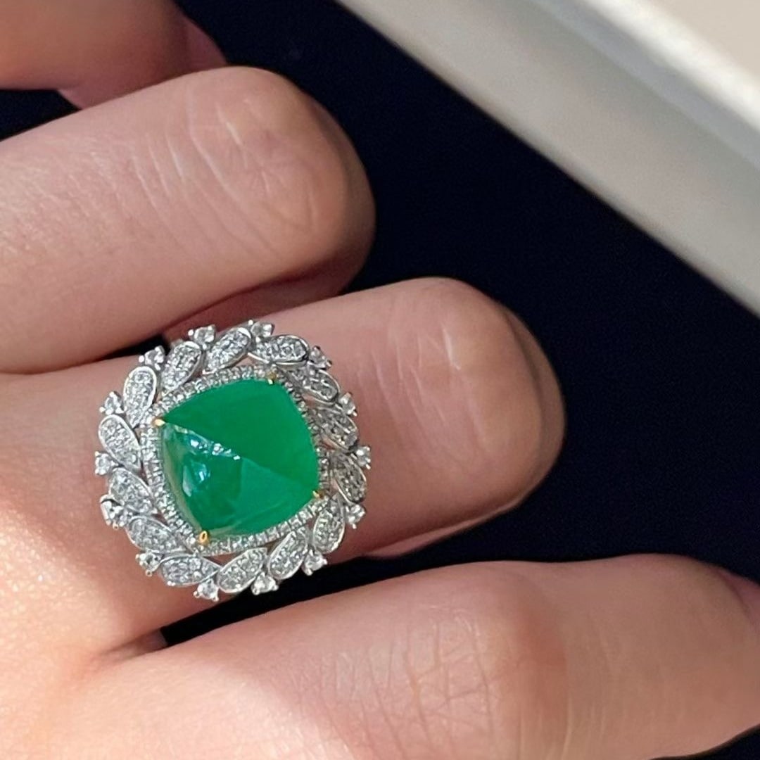 14k Gold 5.5 Ct Natural Emerald & Diamond Ring/pendant( Without Chain ) - 5