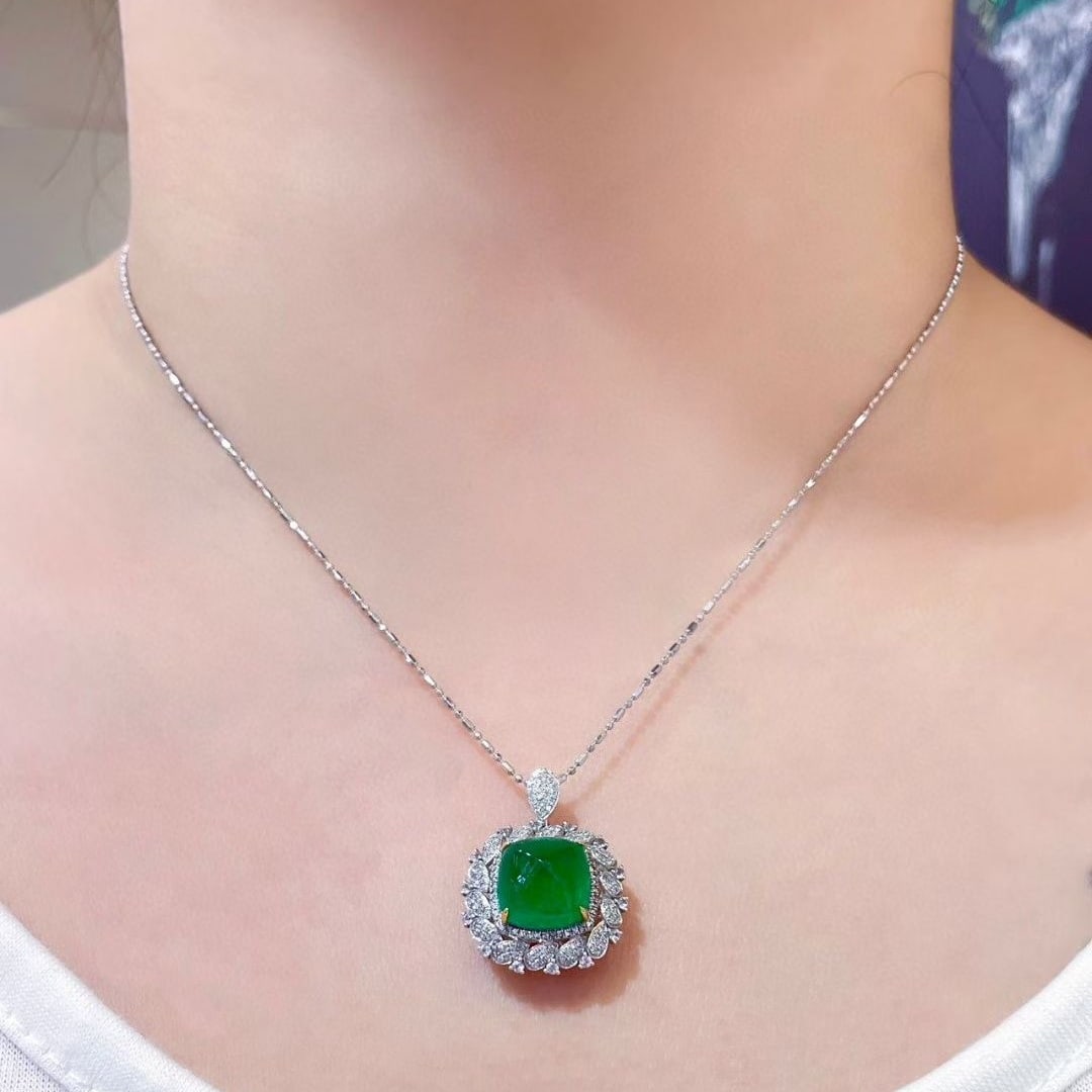 14k Gold 5.5 Ct Natural Emerald & Diamond Ring/pendant( Without Chain ) - 6