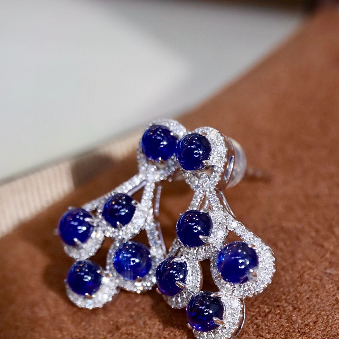 14k Gold 3.34 Ctw Natural Sapphire & Diamond Earrings - 4