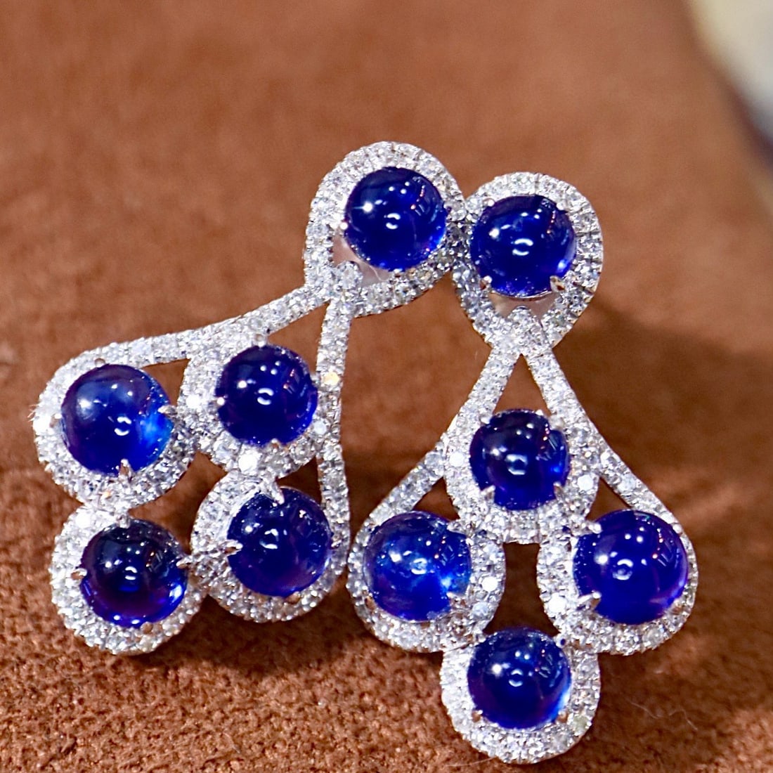 14k Gold 3.34 Ctw Natural Sapphire & Diamond Earrings - 5