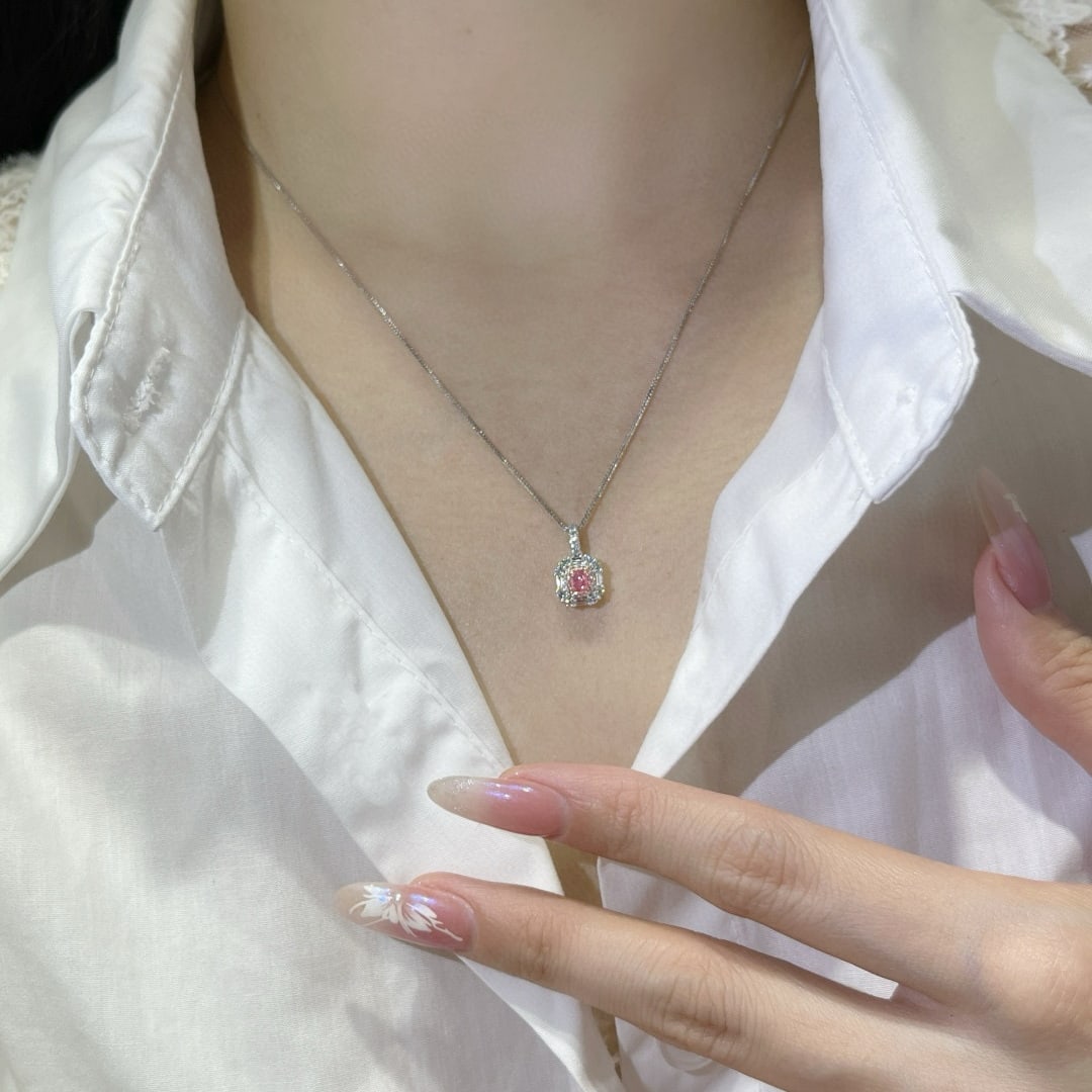 14k Gold 0.47 Ctw Natural Pink Diamond & Diamond Necklace - 3