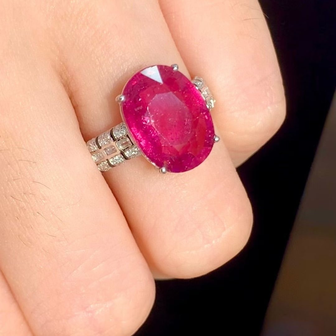 14k Gold 4.6 Ct Natural Tourmaline & Diamond Ring - 2