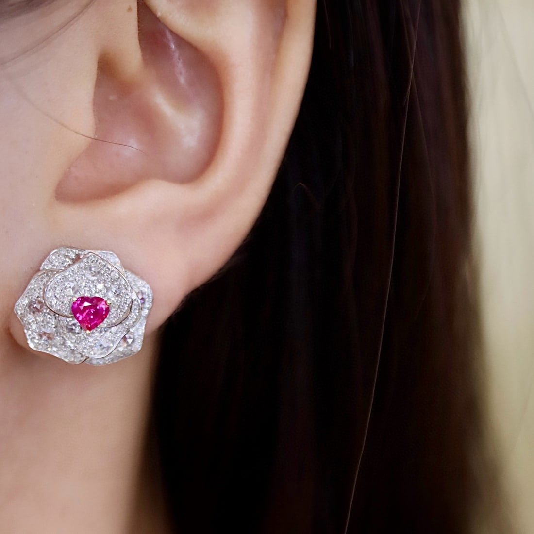 14k Gold 1.58 Ctw Natural Ruby & Diamond Earrings - 6