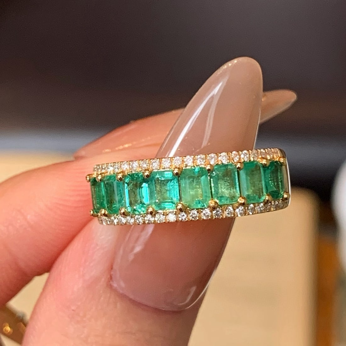 14k Gold 2.04 Ctw Natural Emerald & Diamond Ring - 5