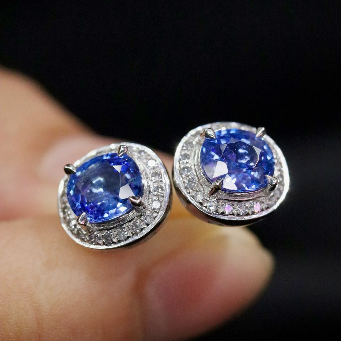14k Gold 2.02 Ctw Natural Sapphire & Diamond Earrings - 2
