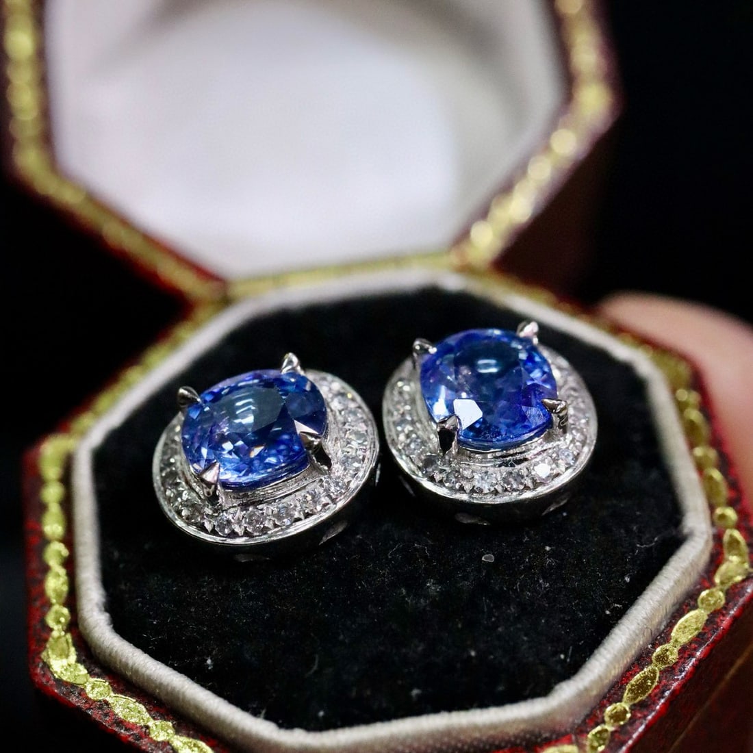 14k Gold 2.02 Ctw Natural Sapphire & Diamond Earrings - 3
