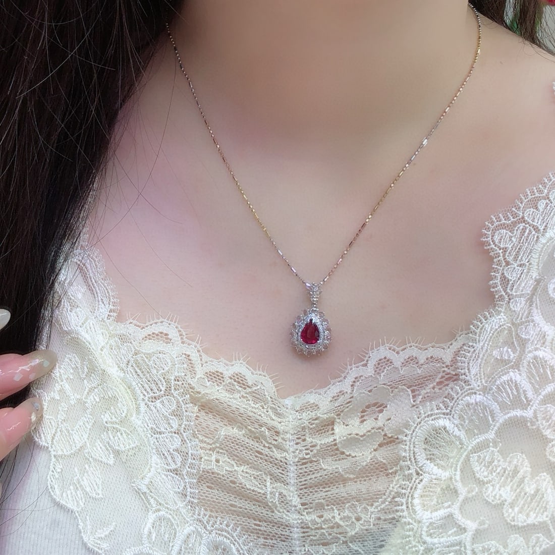 14k Gold 1.50 Ct Natural Tourmaline & Diamond & Sapphire Pendant( Without Chain ) - 5