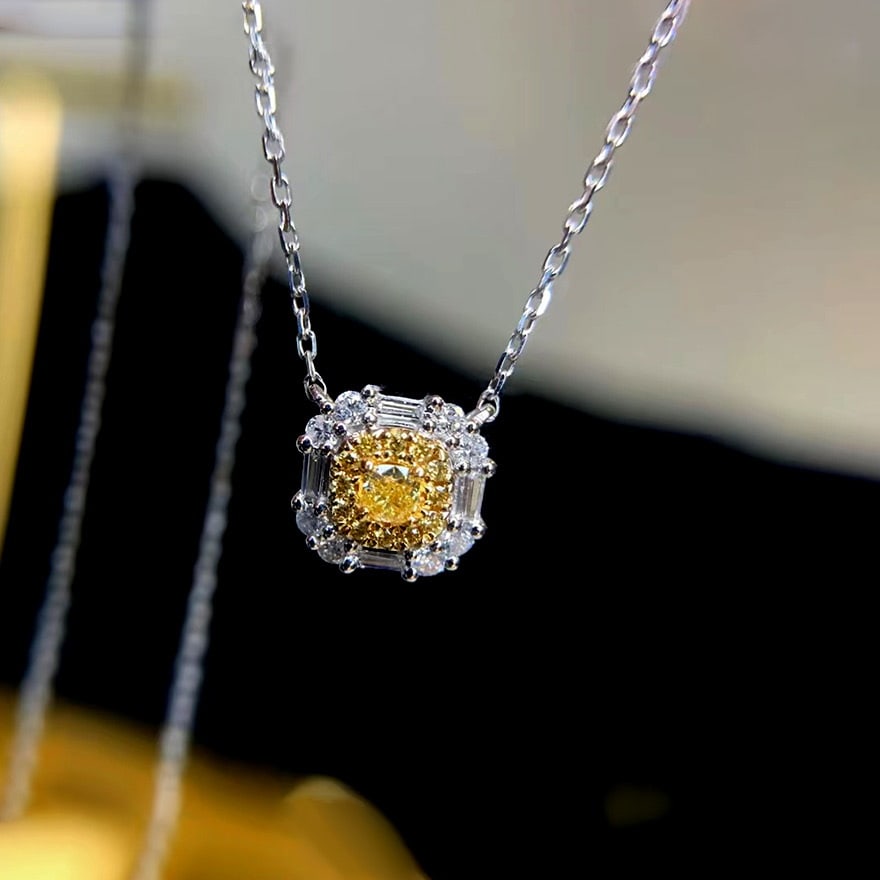 14k Gold 0.30 Ct Natural Color Diamond Necklace - 3