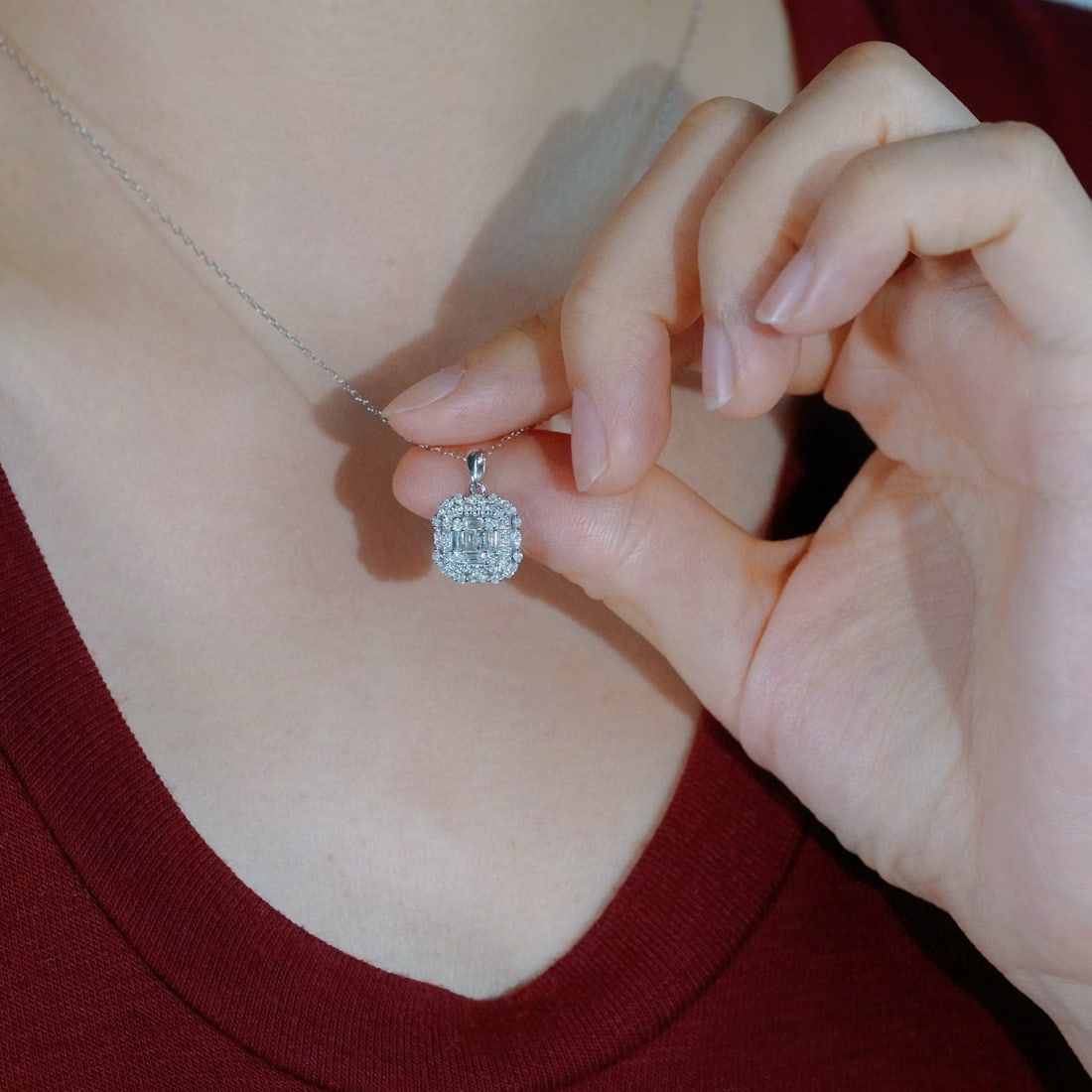 14k Gold 0.45 Ct Natural H Diamond Necklace - 3