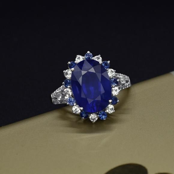 14k Gold 5.13 Ctw Natural Sapphire & Diamond Ring - 3