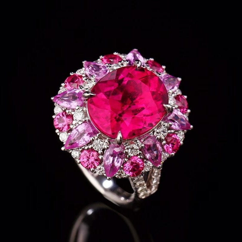 14k Gold 5.49 Ctw Natural Tourmaline & Diamond Ring - 3