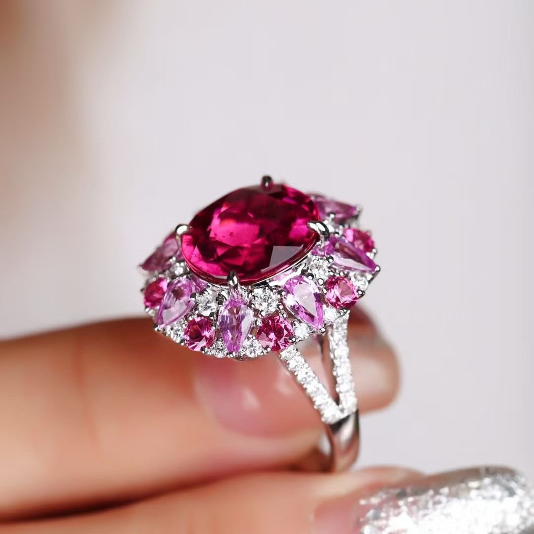 14k Gold 5.49 Ctw Natural Tourmaline & Diamond Ring - 6
