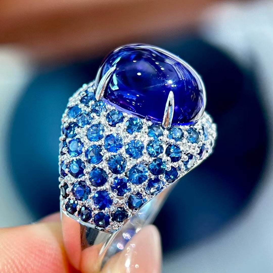 14k Gold 14.01 Ctw Natural Tanzanite & Sapphire Ring - 2
