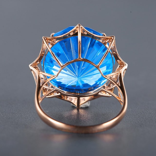 14k Gold 19.63 Ctw Natural Topaz & Diamond Ring - 4
