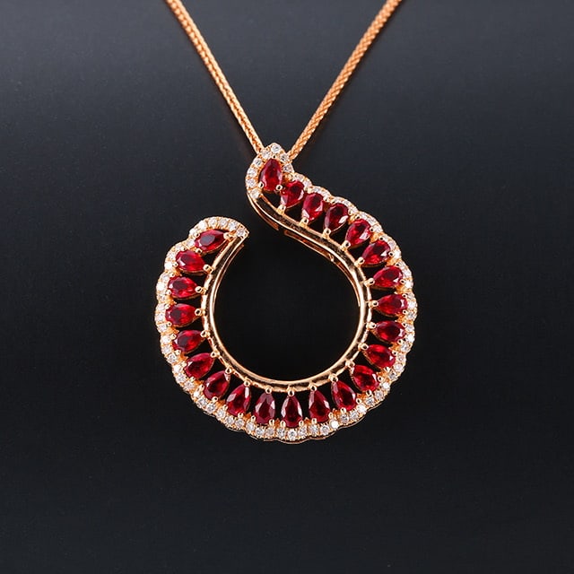 14k Gold 1.53 Ctw Natural Ruby & Diamond Pendant( Without Chain ): Ref:231045029 // gold content:14k gold // main gemstone:ruby // shape:pear // carat weight:1. 3ct // color:pigeonblood red // treatment:natural // // adjacent gemstone 2 : diamond // number of