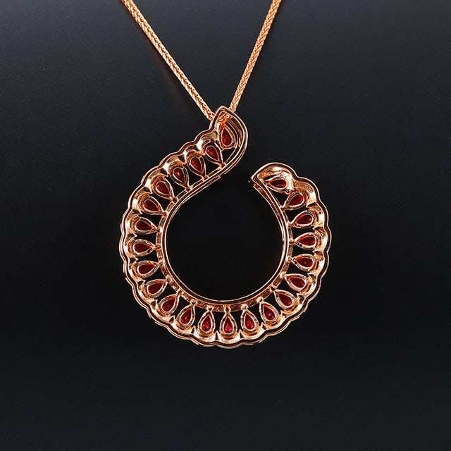 14k Gold 1.53 Ctw Natural Ruby & Diamond Pendant( Without Chain ) - 4
