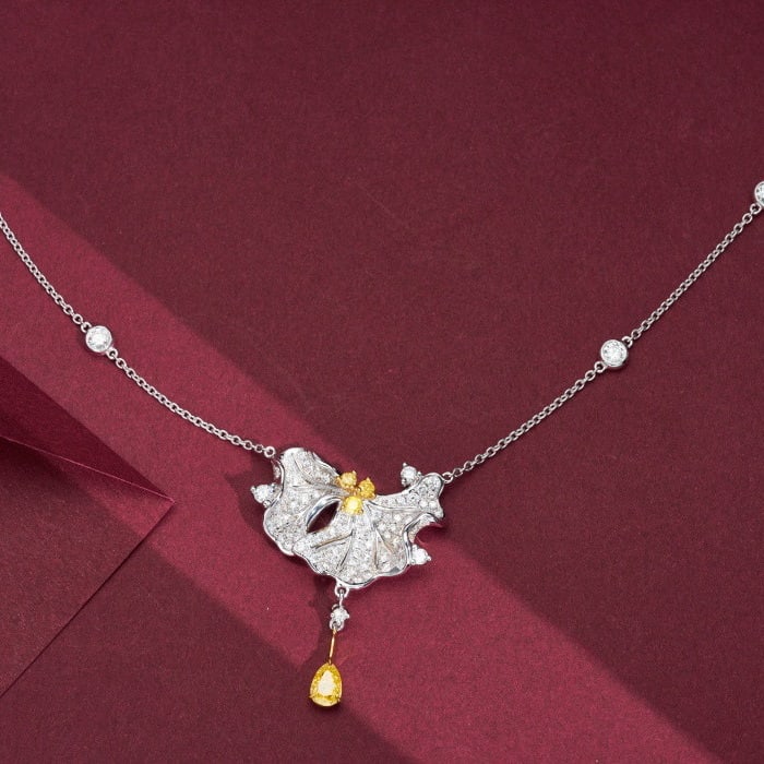 14k Gold 1.97 Ctw Natural Yellow Diamond & Diamond Necklace: Ref:231045038 // gold content:14k gold // main gemstone:yellow diamond // shape:multiply // carat weight:0. 36ct // color:yellow // treatment:natural // // adjacent gemstone 2 : diamond //