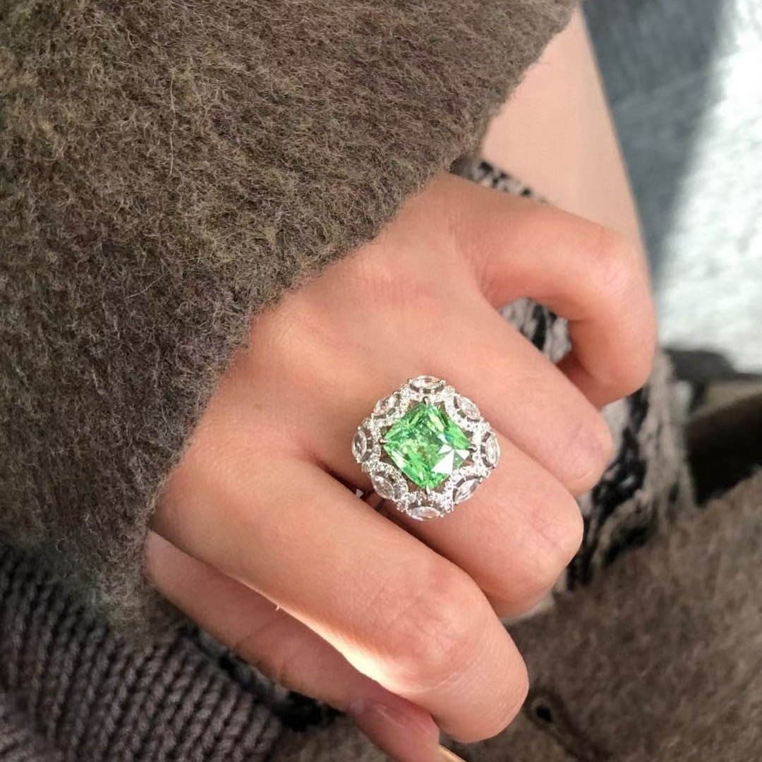 14k Gold 3.64 Ctw Natural Tsavorite & Diamond Ring - 6