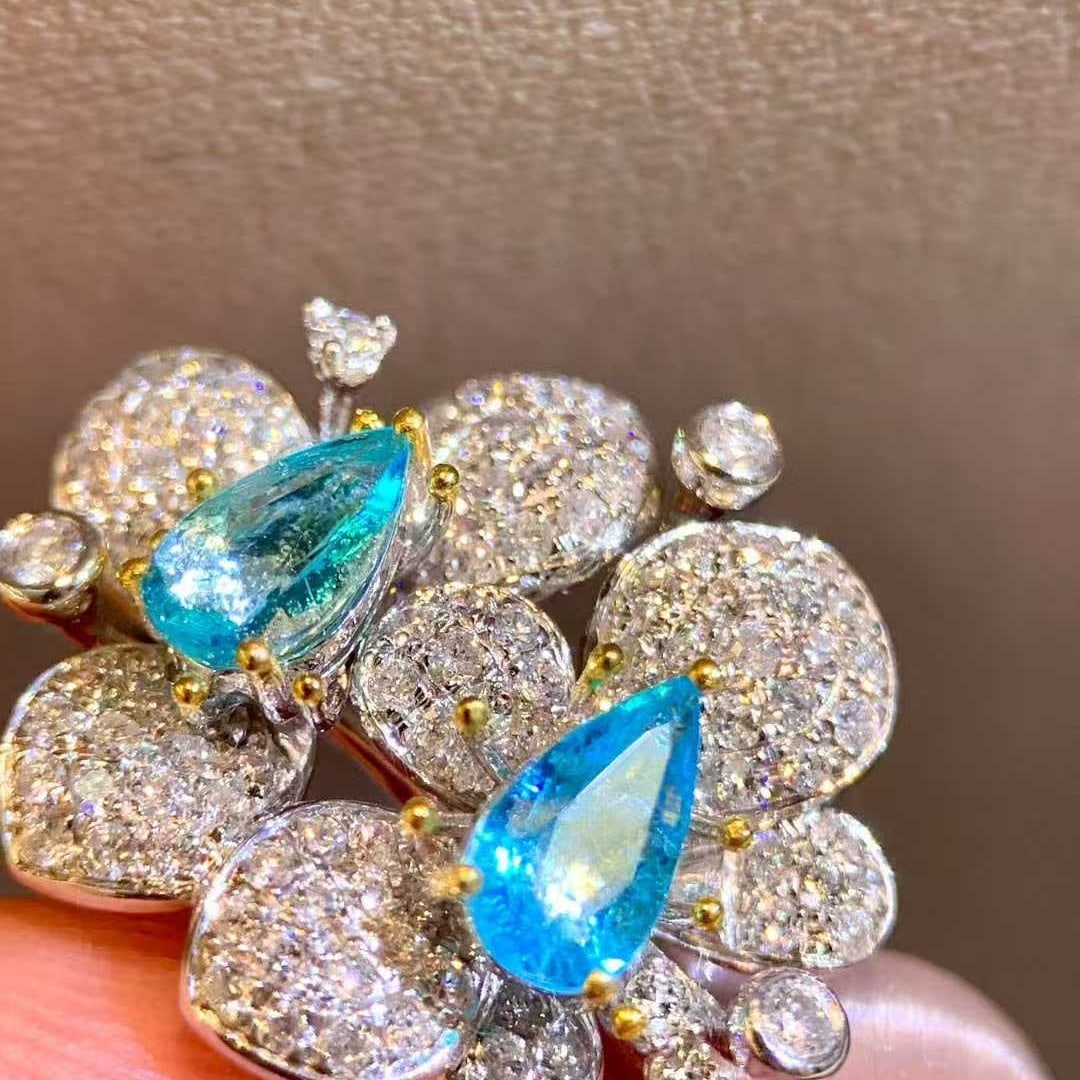 14k Gold 0.78 Ct Natural Paraiba Tourmaline & Diamond Ring - 3