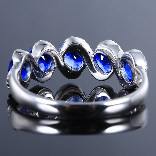 14k Gold 1.93 Ctw Natural Sapphire & Diamond Ring - 4