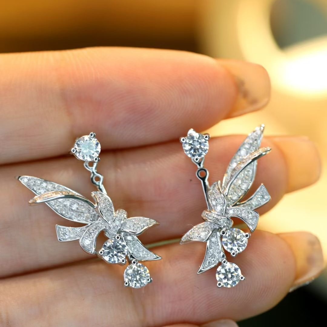 14k Gold 1.40 Ctw Natural H Diamond Earrings - 7