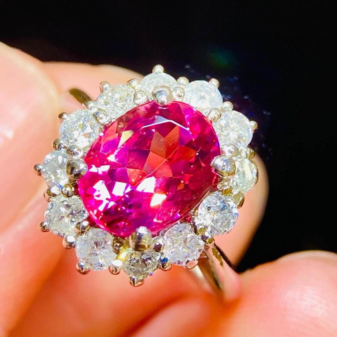 14k Gold 2.77 Ctw Natural Tourmaline & Diamond Ring - 2