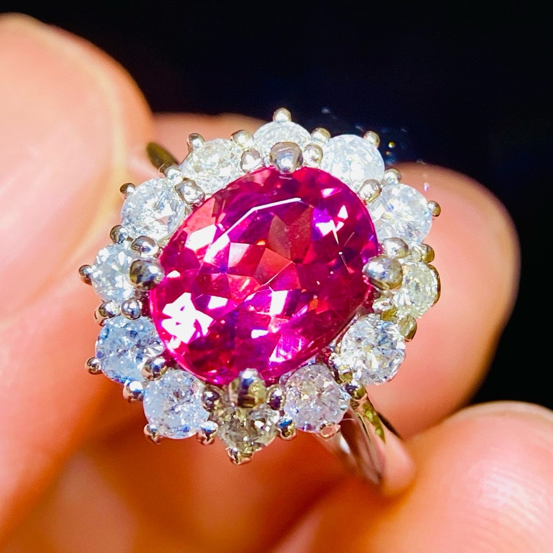 14k Gold 2.77 Ctw Natural Tourmaline & Diamond Ring - 4