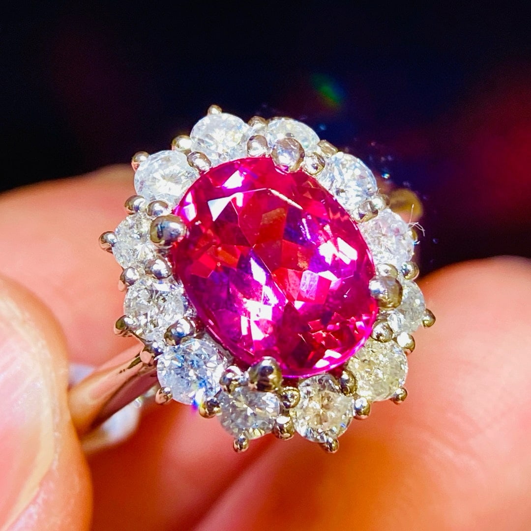 14k Gold 2.77 Ctw Natural Tourmaline & Diamond Ring - 5