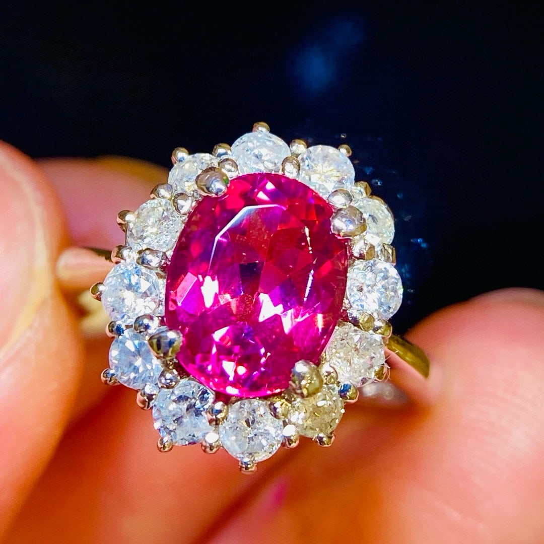 14k Gold 2.77 Ctw Natural Tourmaline & Diamond Ring - 6
