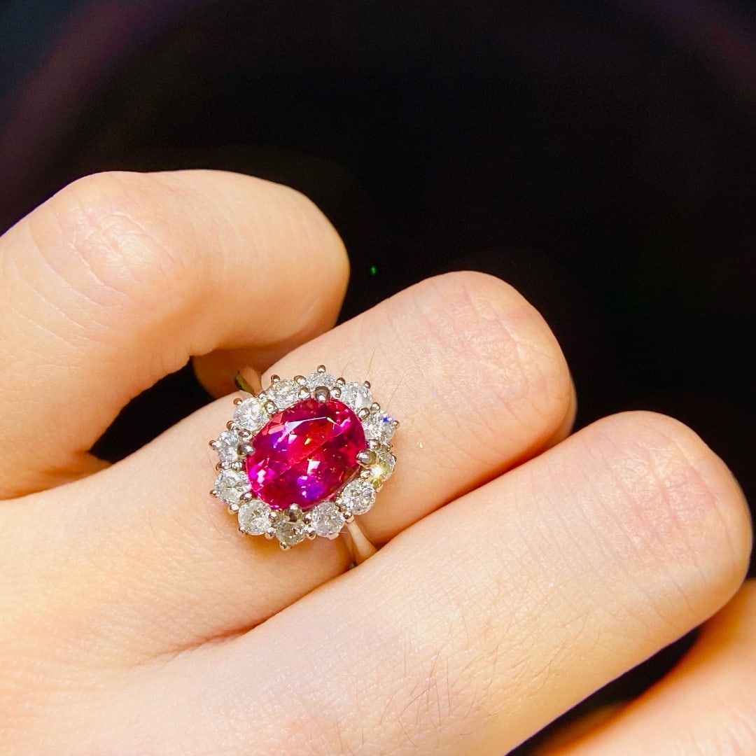 14k Gold 2.77 Ctw Natural Tourmaline & Diamond Ring - 8