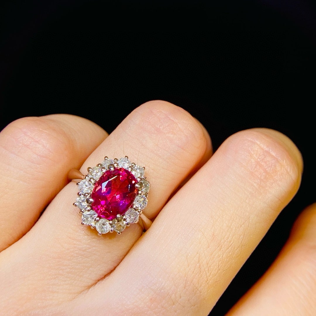 14k Gold 2.77 Ctw Natural Tourmaline & Diamond Ring - 9