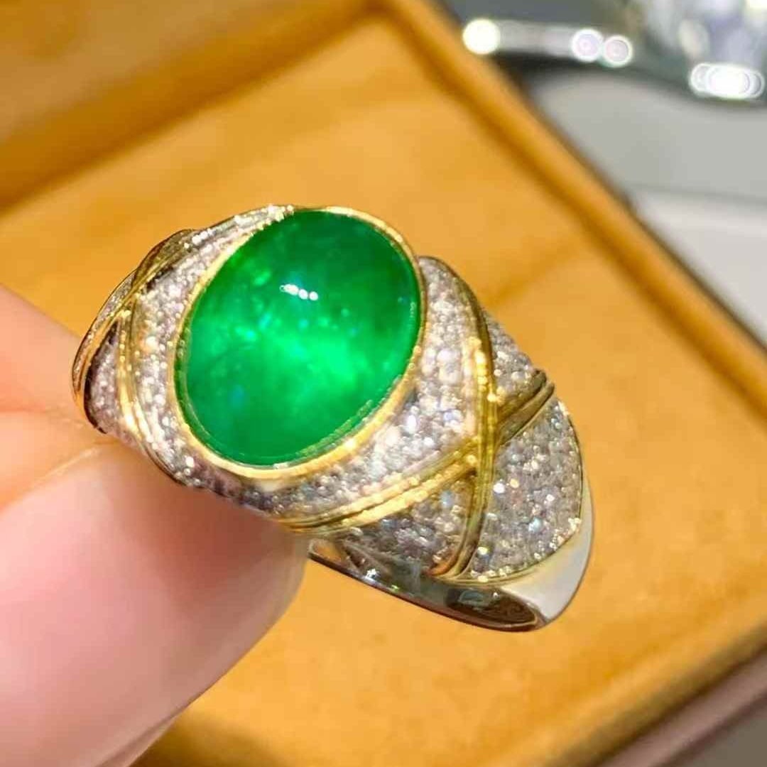 14k Gold 2.8 Ct Natural Emerald & Diamond Ring - 2