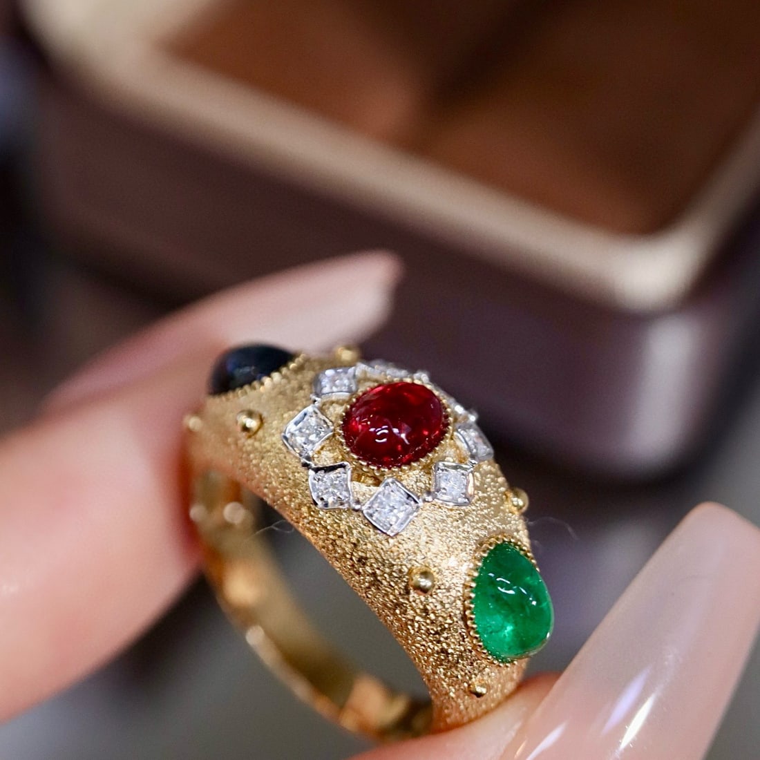 14k Gold 2.10 Ctw Natural Coloured Gemstone & Diamond Ring - 2