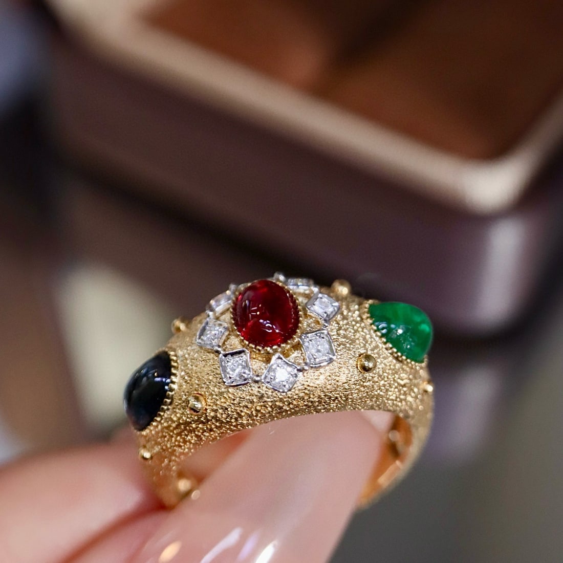 14k Gold 2.10 Ctw Natural Coloured Gemstone & Diamond Ring - 4